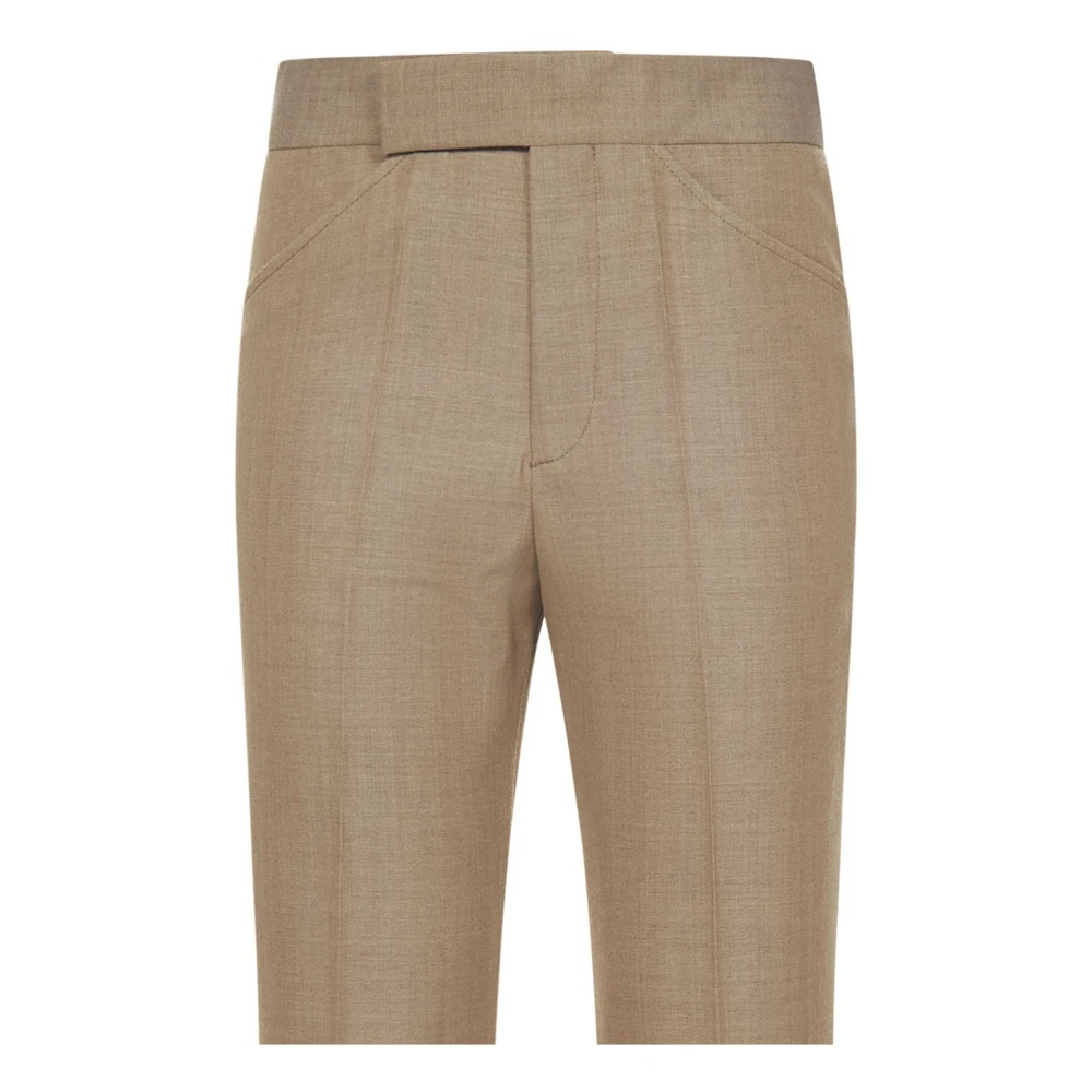 Victoria Beckham Beige Geknipte Flare Wollen Broek Beige Dames