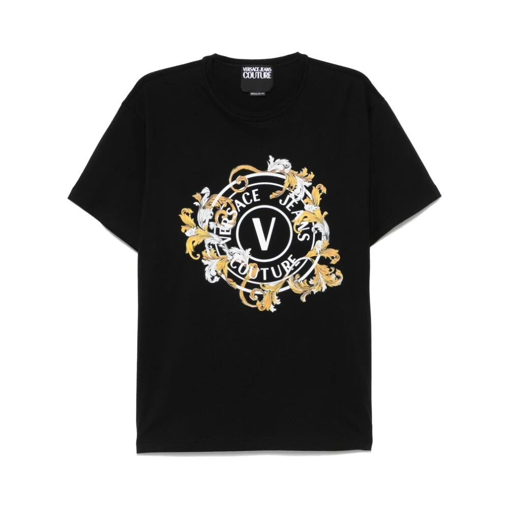 Versace Jeans Couture Zwart Crew Neck Korte Mouwen T-shirt Black Heren