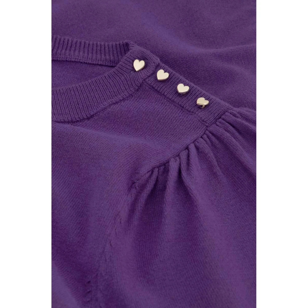 Fabienne Chapot Aubergine Pullover met Gouden Hartjes Purple Dames
