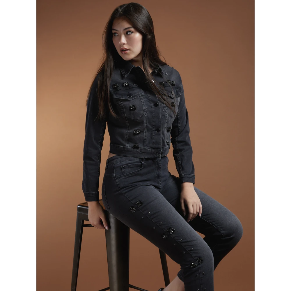 Elena Mirò Handgeborduurde jeans Gray Dames