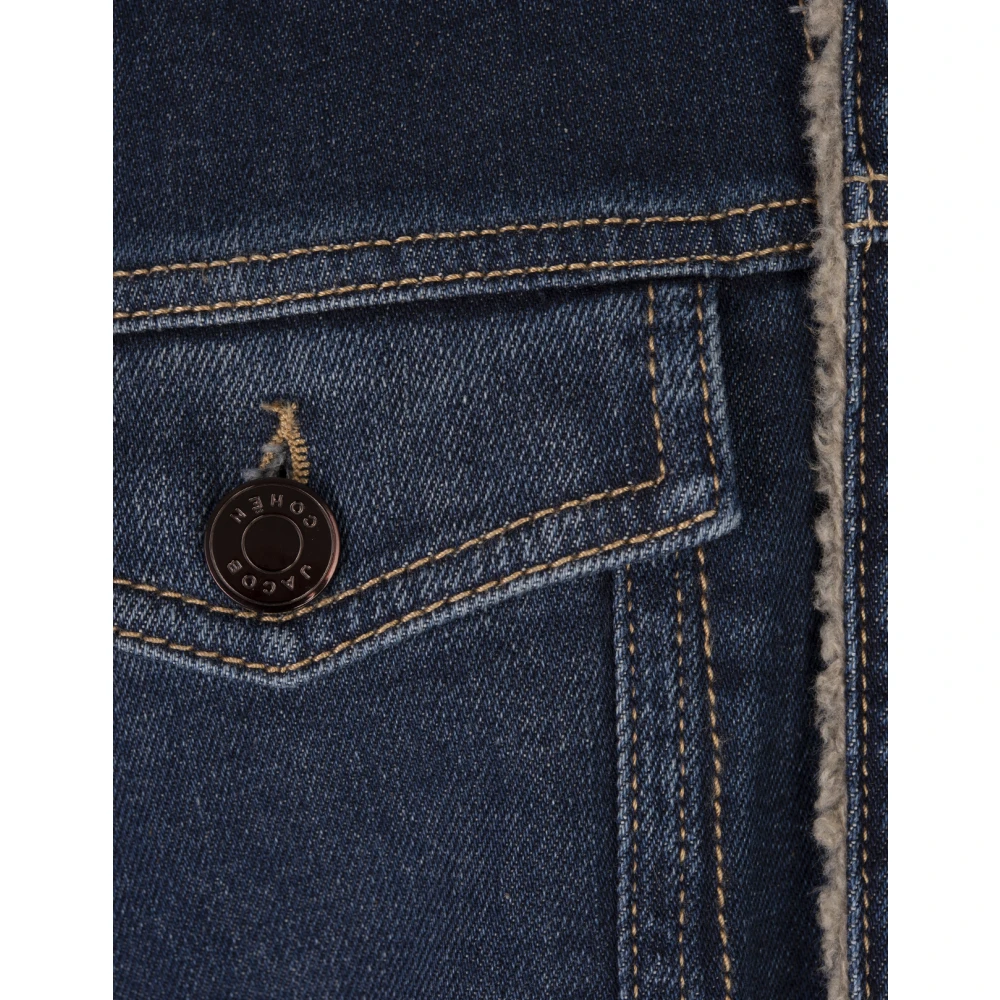 Jacob Cohën Blauwe Sherpa Denim Truckerjas Blue Heren