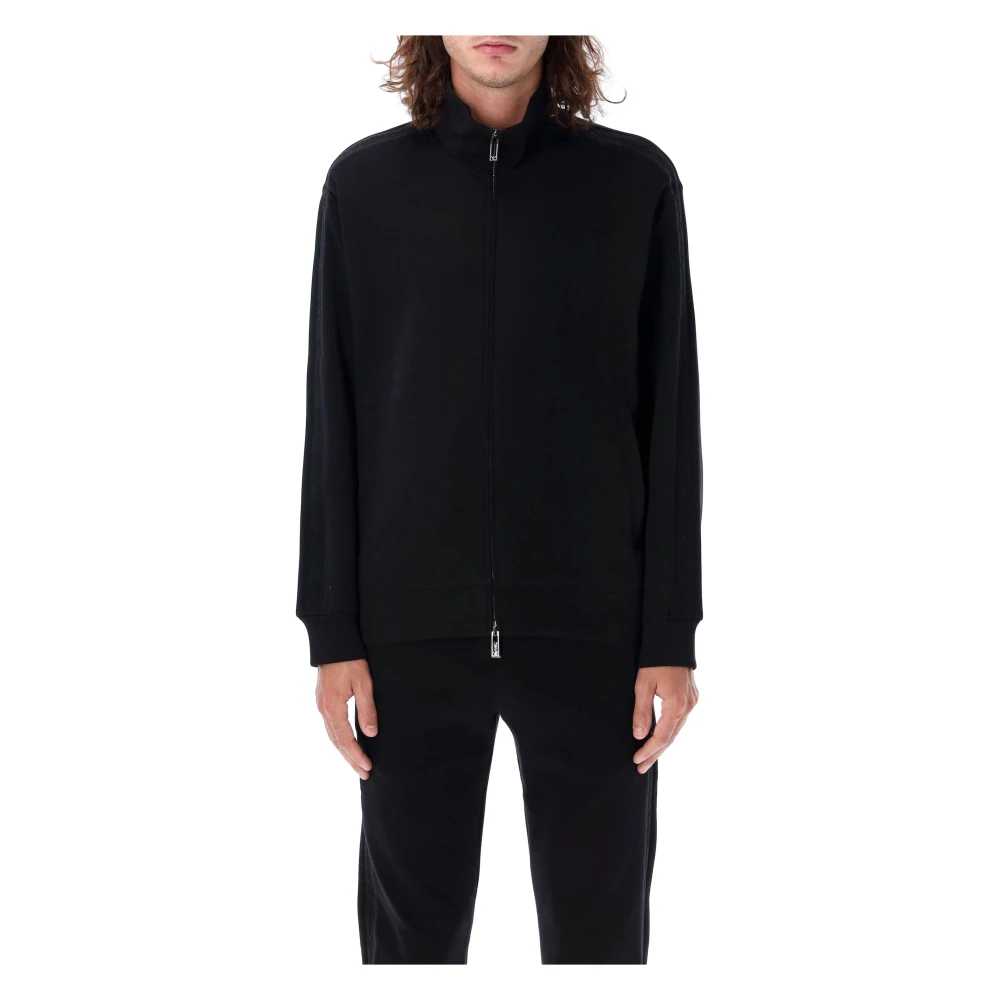 Emporio Armani Zwarte Gebreide Rits-Track Jacket Black Heren