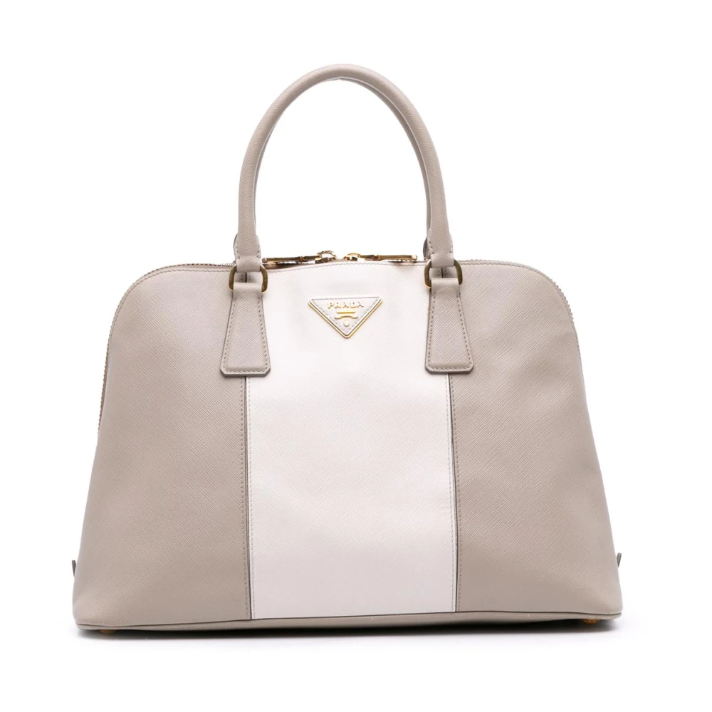 Prada Vintage Women's Gray Vintage Tote Bags, One Size, Pre-Owned Structured Leather Satchel