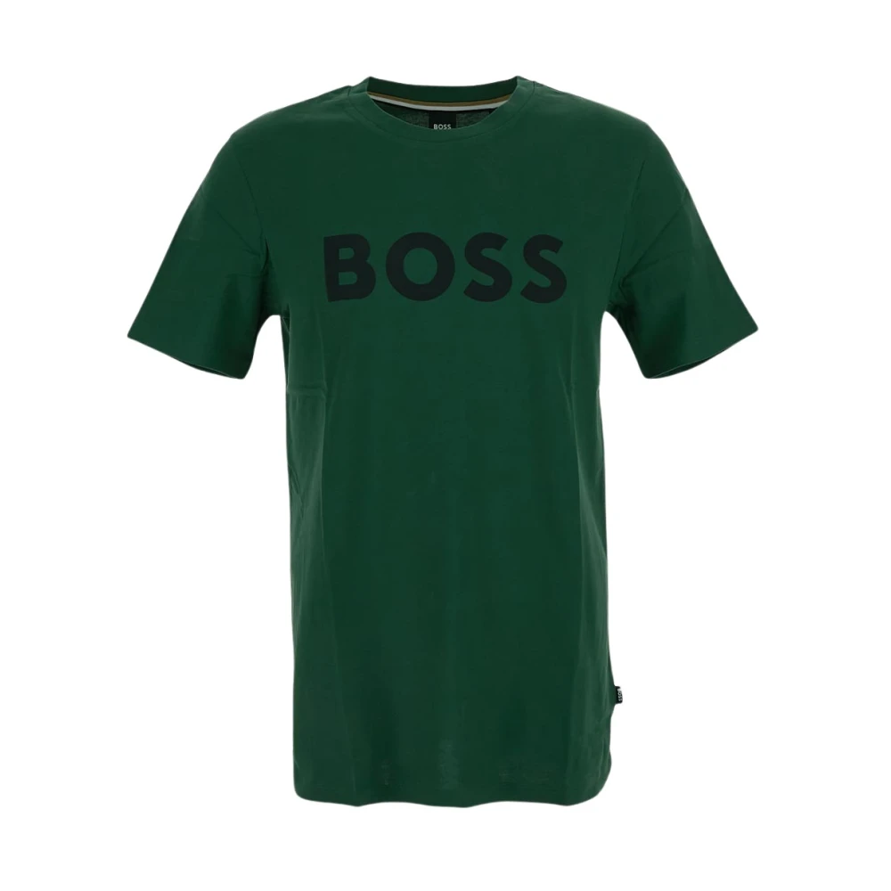 Hugo Boss Katoenen Boss Logo T-shirt Green Heren