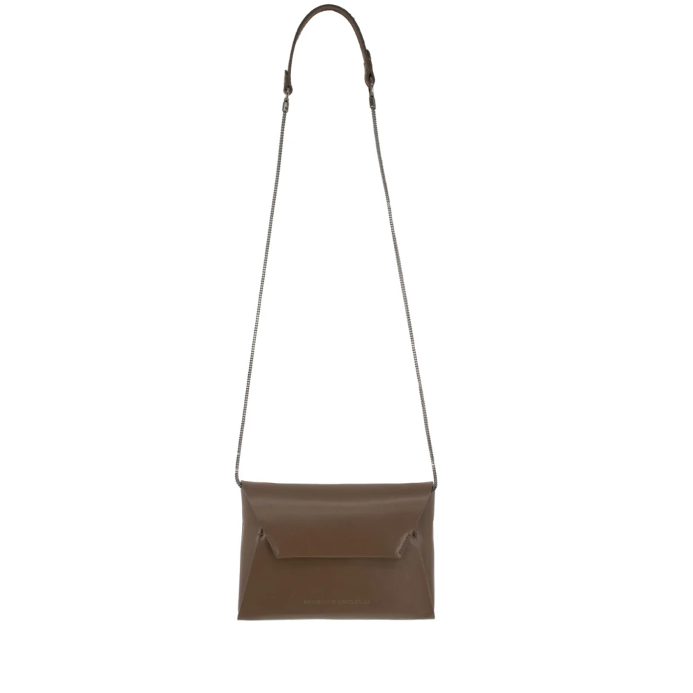 BRUNELLO CUCINELLI Envelop Leren Tas met Sieraden Riem Brown Dames