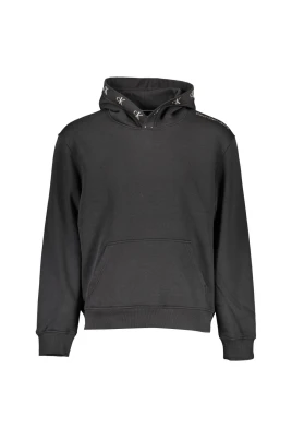 Svart Bomull Herr Hoodie Tröja