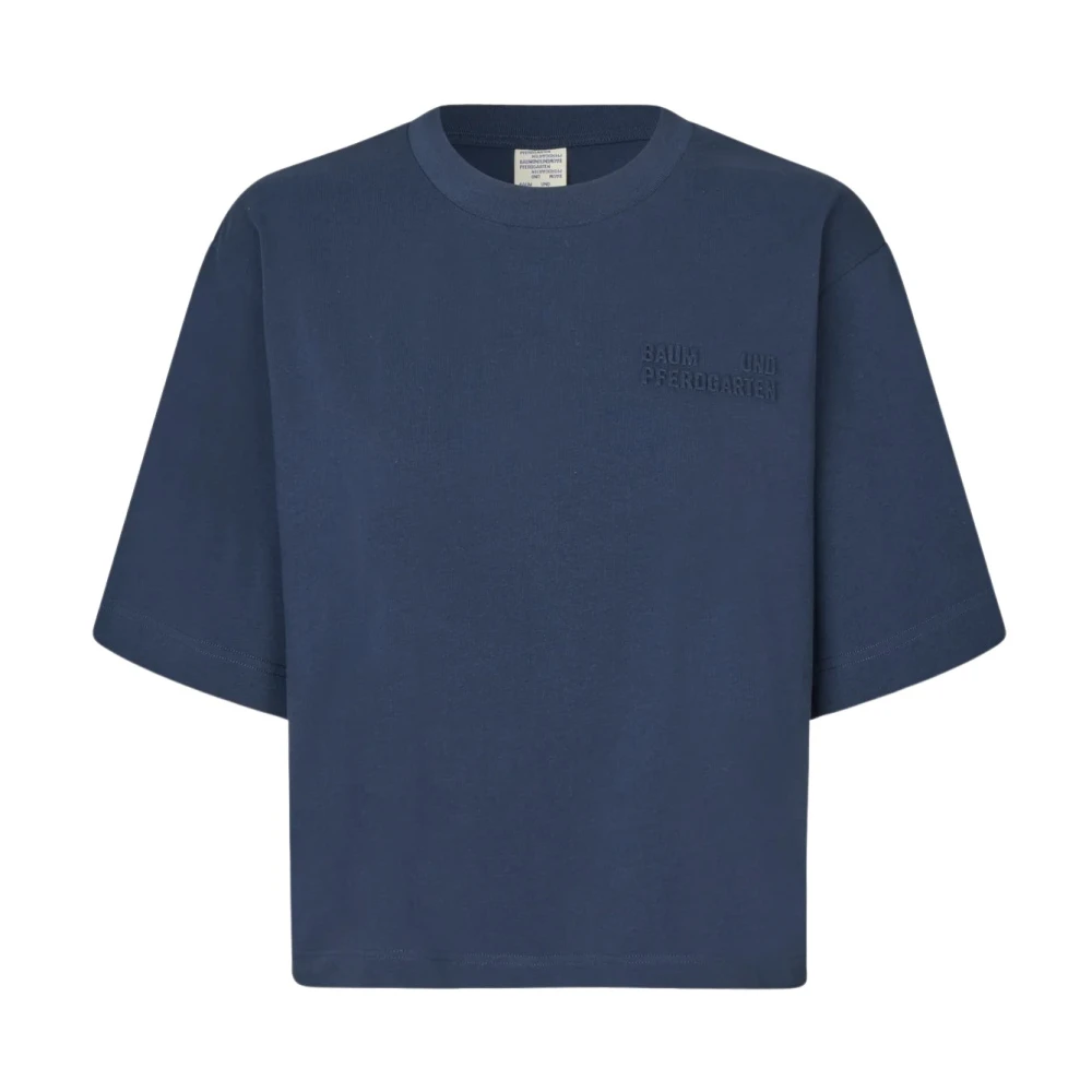 BAUM UND PFERDGARTEN T-shirt met reliëflogo Blue Dames