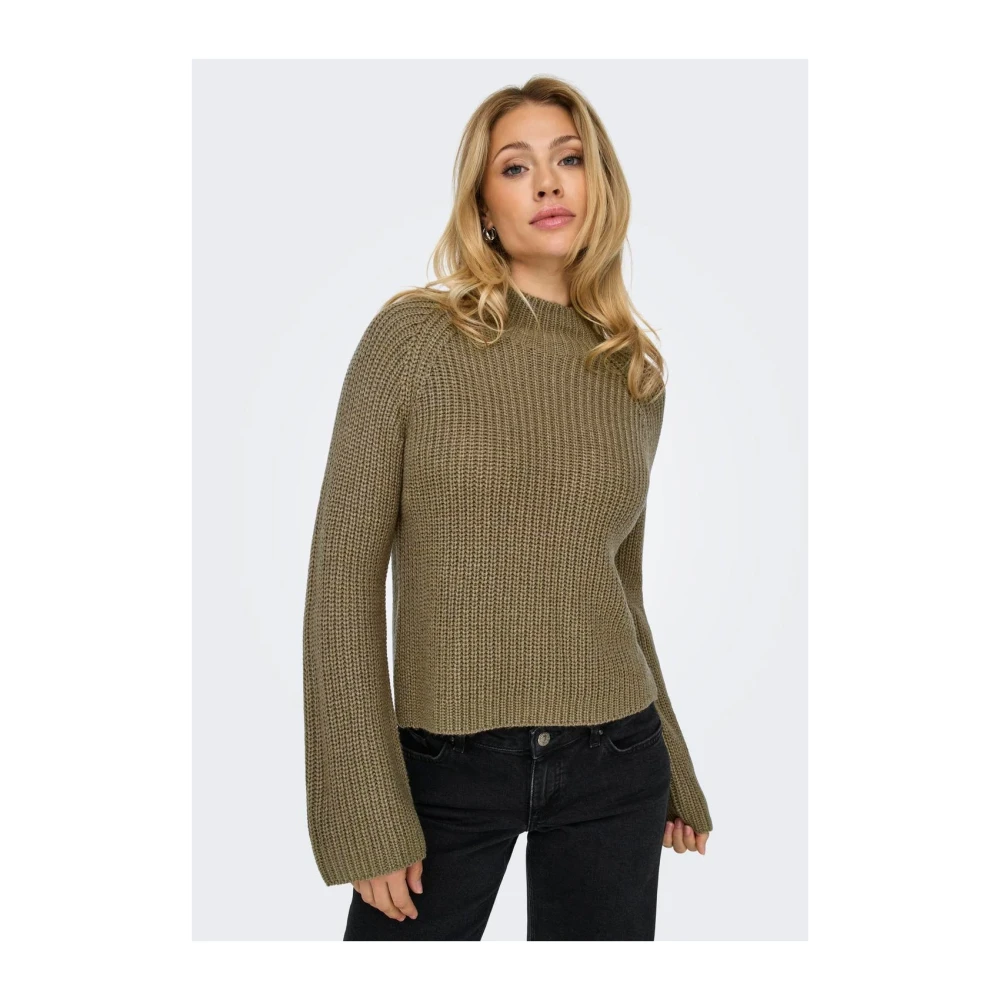 Jacqueline de Yong Trui met hoge hals en mouwsplit Brown Dames
