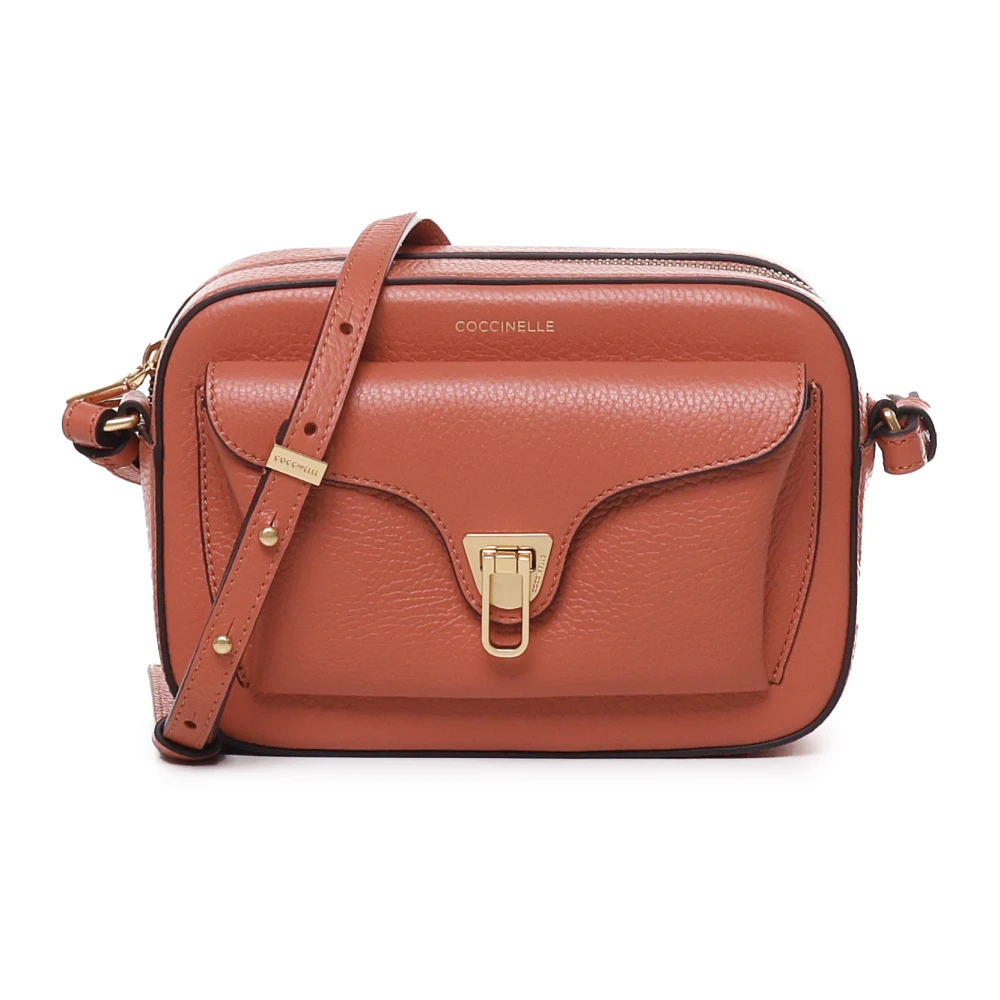 Coccinelle Rode Leren Crossbody Tas met Iconische Sluiting Orange Dames