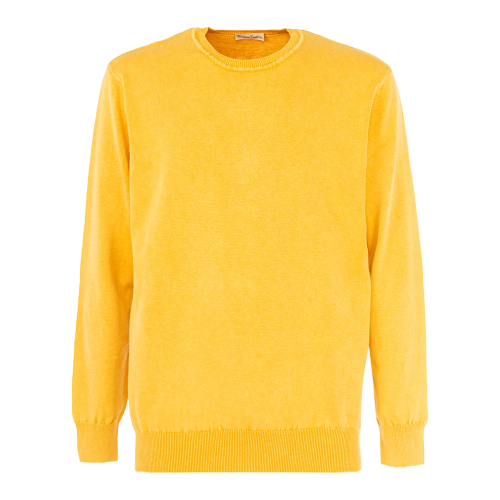 Cashmere Company Heren Cashmere Patch Pullover Sweater Yellow Heren