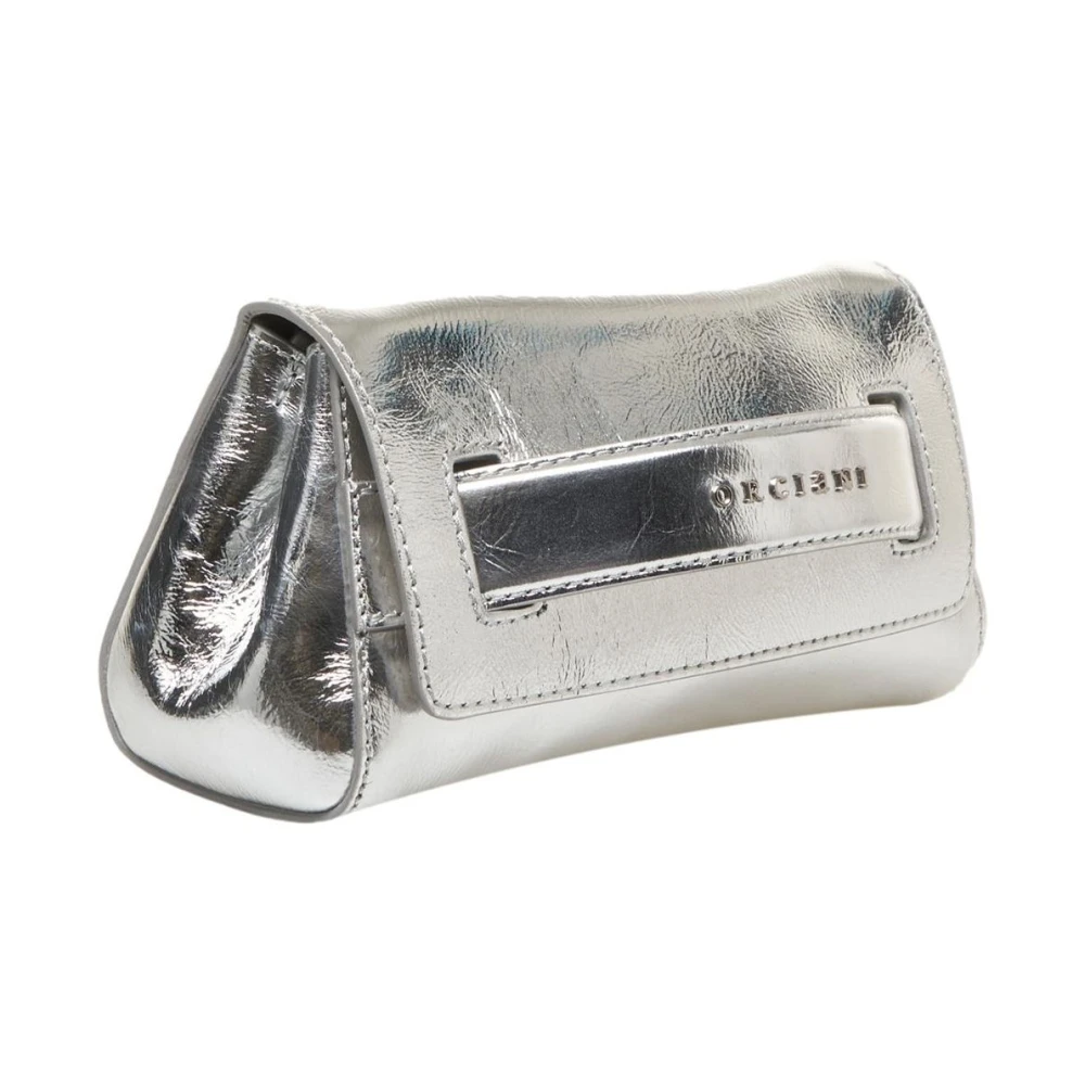 Orciani Zilveren Metallic Clutch Gossip Vanity Gray Dames