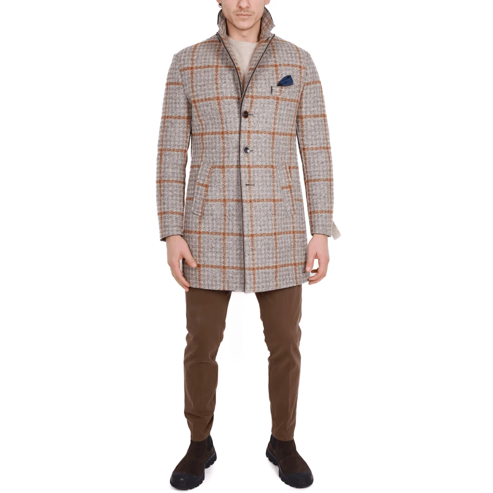 BOB Korte Geruite Beige Jas Multicolor Heren