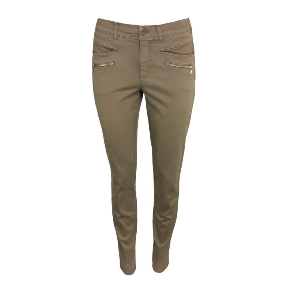 2-Biz Slim-Fit Eleganta och Bekväma Byxor Brown, Dam