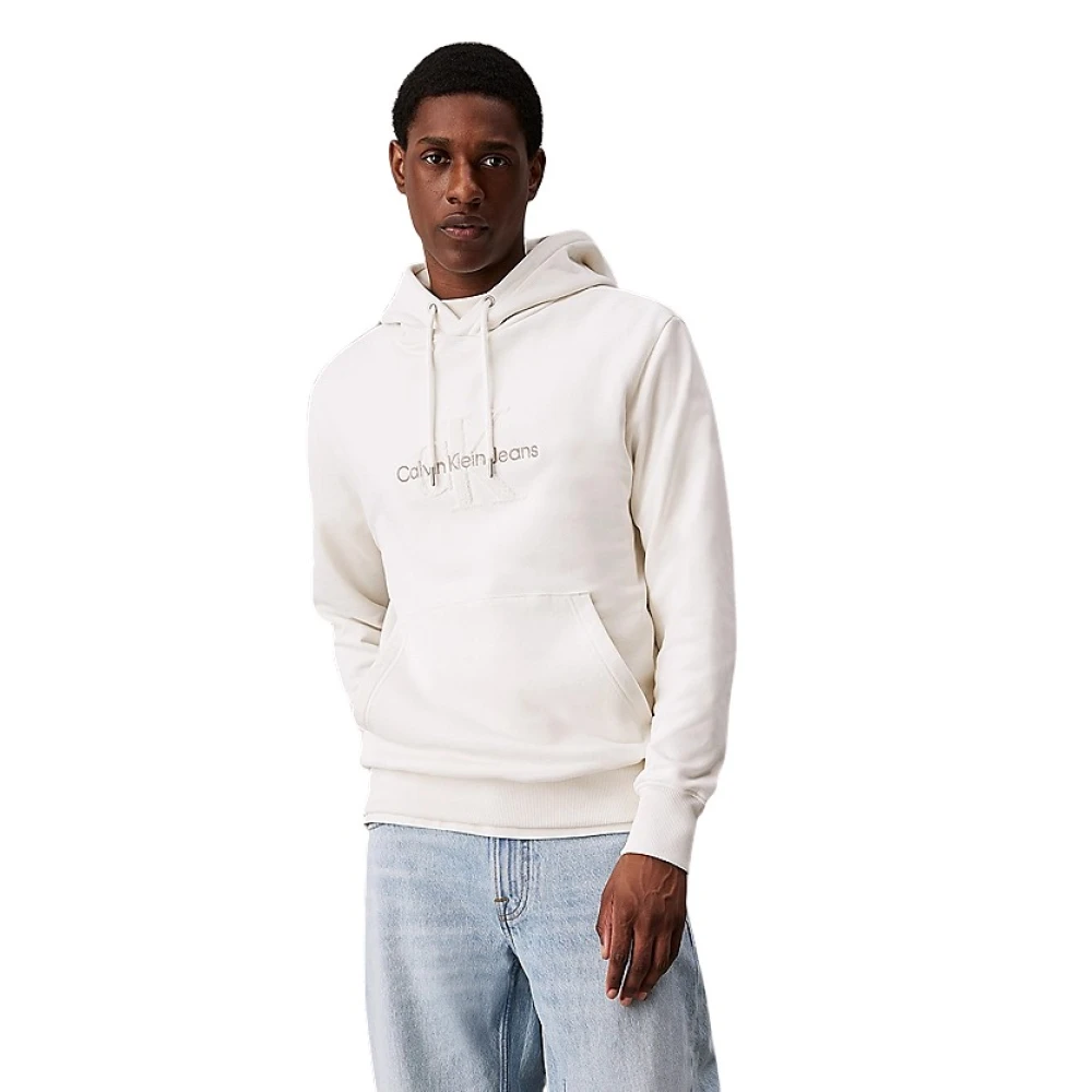Calvin Klein Jeans Hoodie met Monogram White Heren