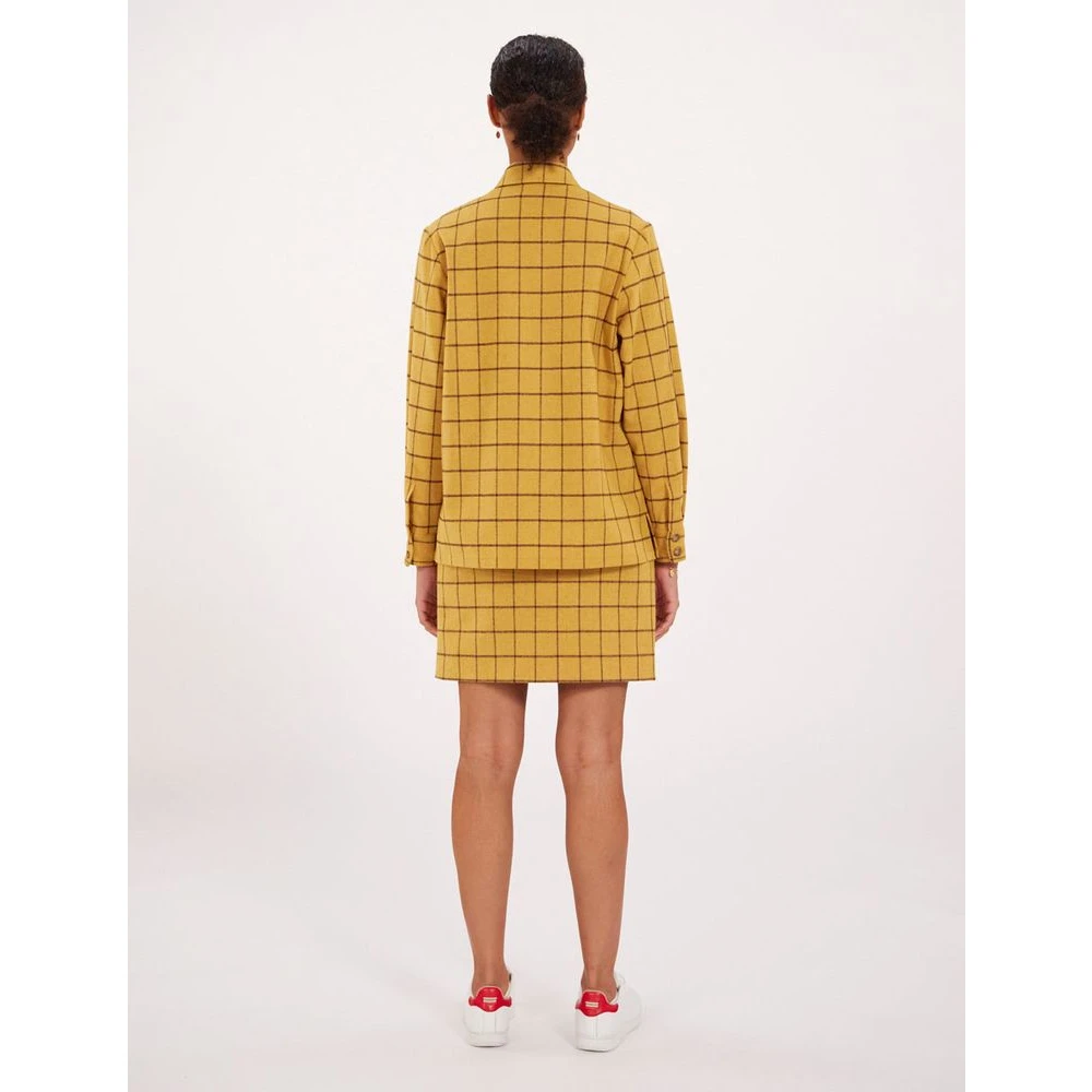 Ines De La Fressange Paris Oker Geruit Wol Overhemd Yellow Dames