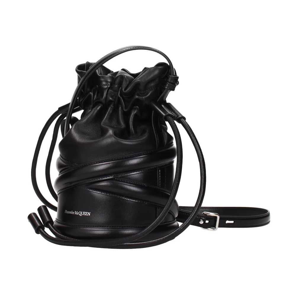 alexander mcqueen Zwarte Leren Schoudertas Black Dames