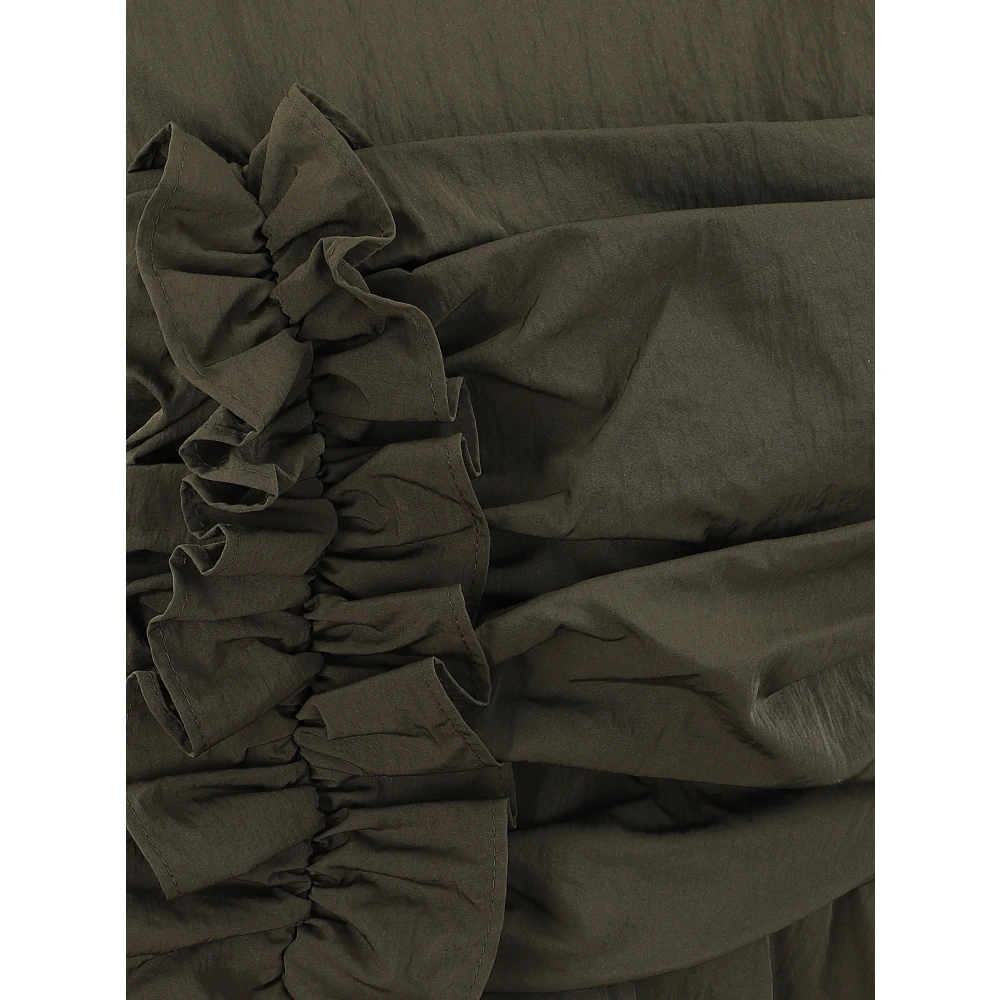 Cecilie Bahnsen Taffeta Grey Olive Midi Jurk Green Dames