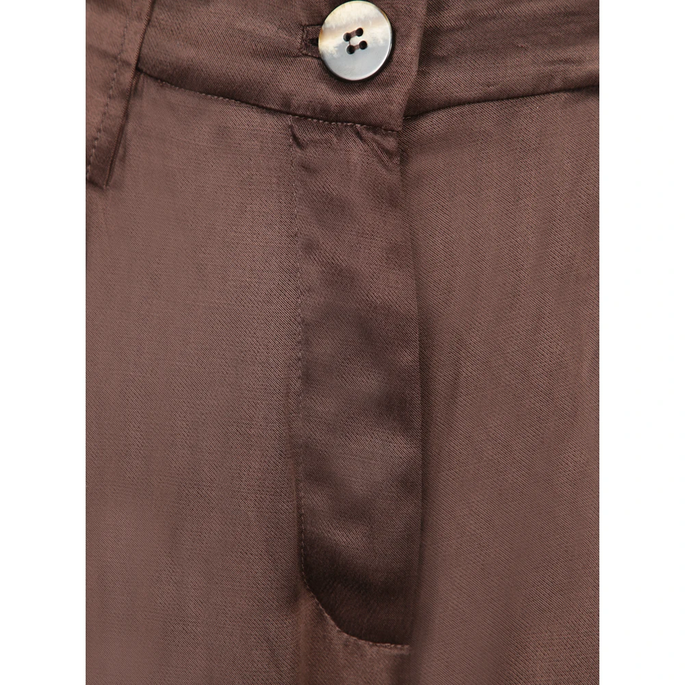 Ganni Bruine Satijnen Wijde Broek Brown Dames