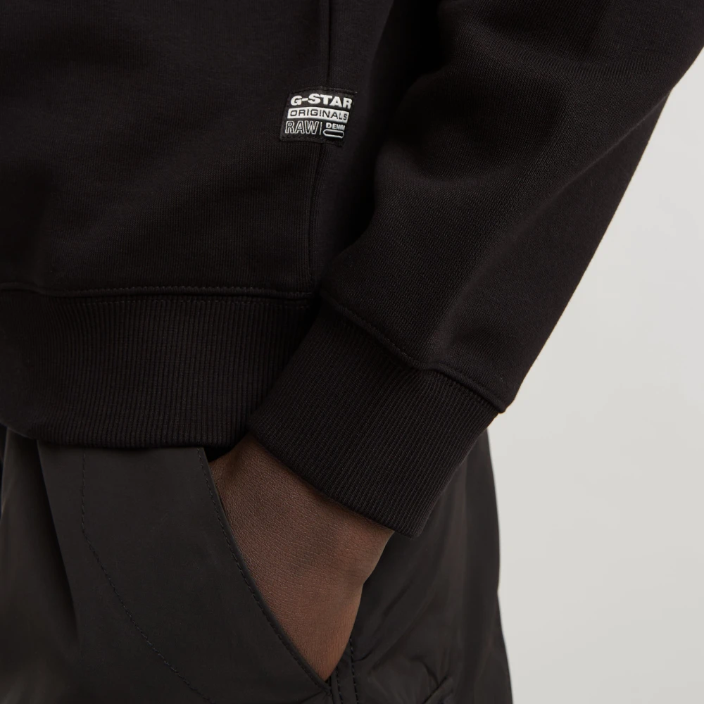 G-Star Gestapelde Logo Sweater Rechte Pasvorm Black Heren