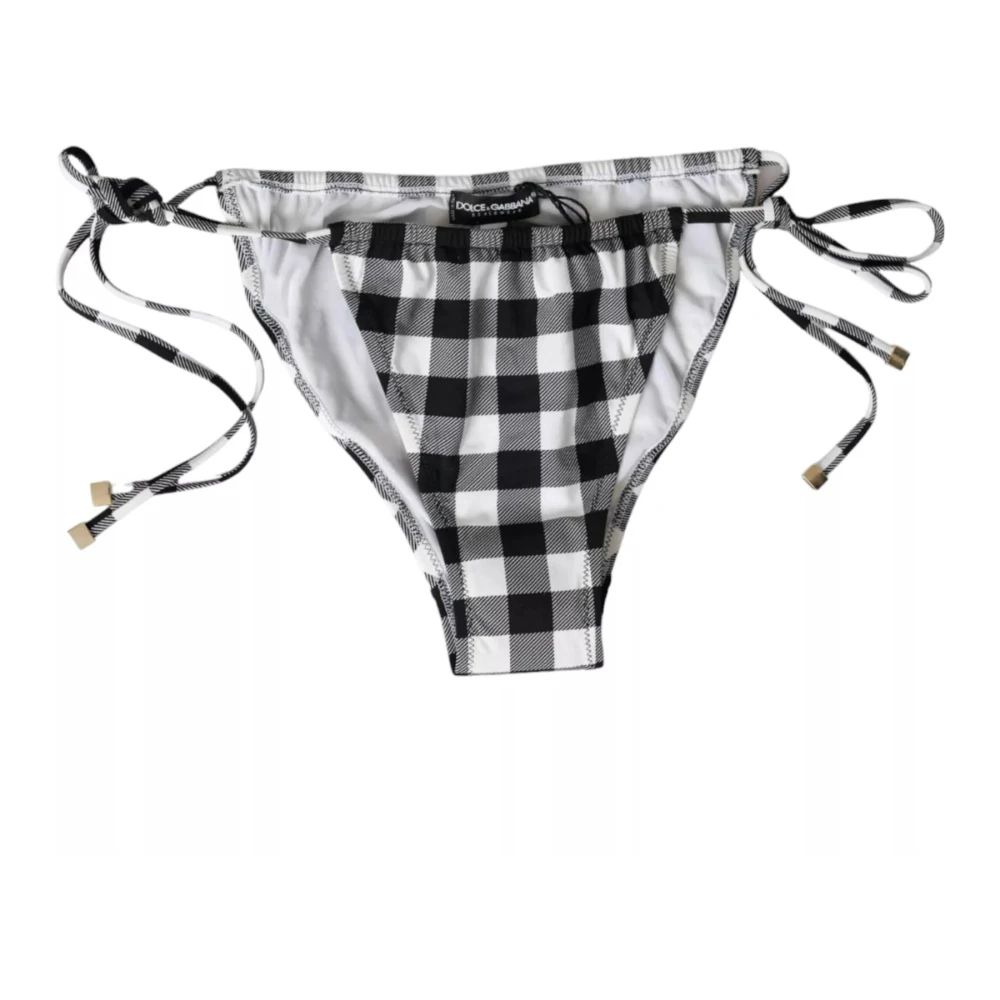 Dolce & Gabbana Women's Black Checkered Bikini Bottom Swimwear