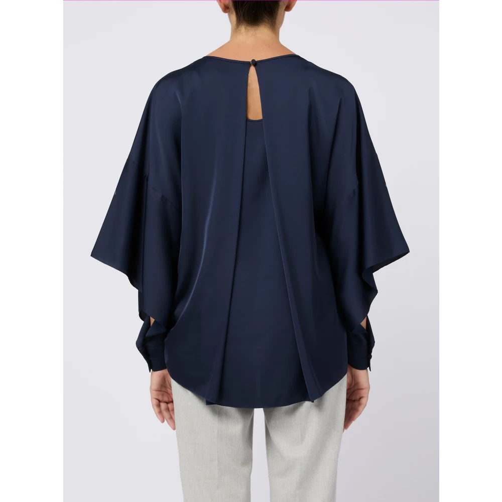 D.Exterior Blauwe Open Mouw Shirt Blue Dames