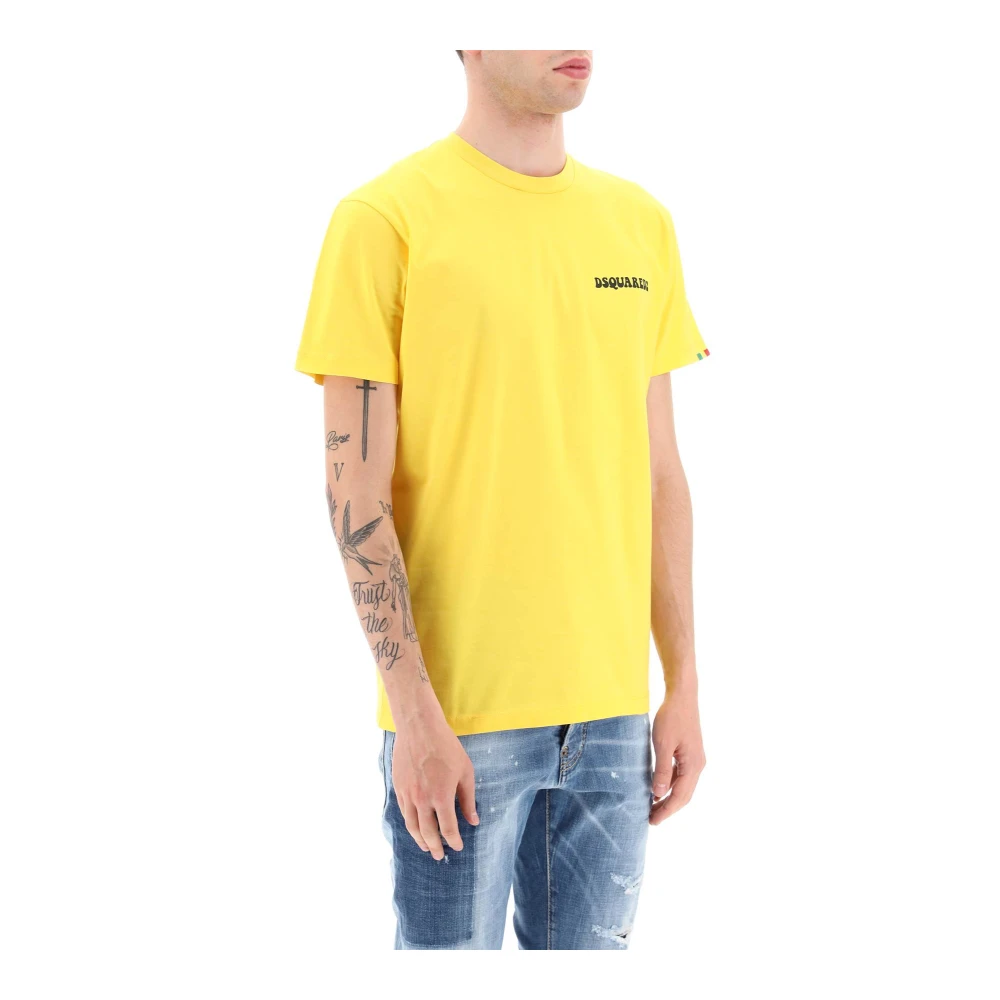Dsquared2 T-shirt met contrasterende logoprint Yellow Heren