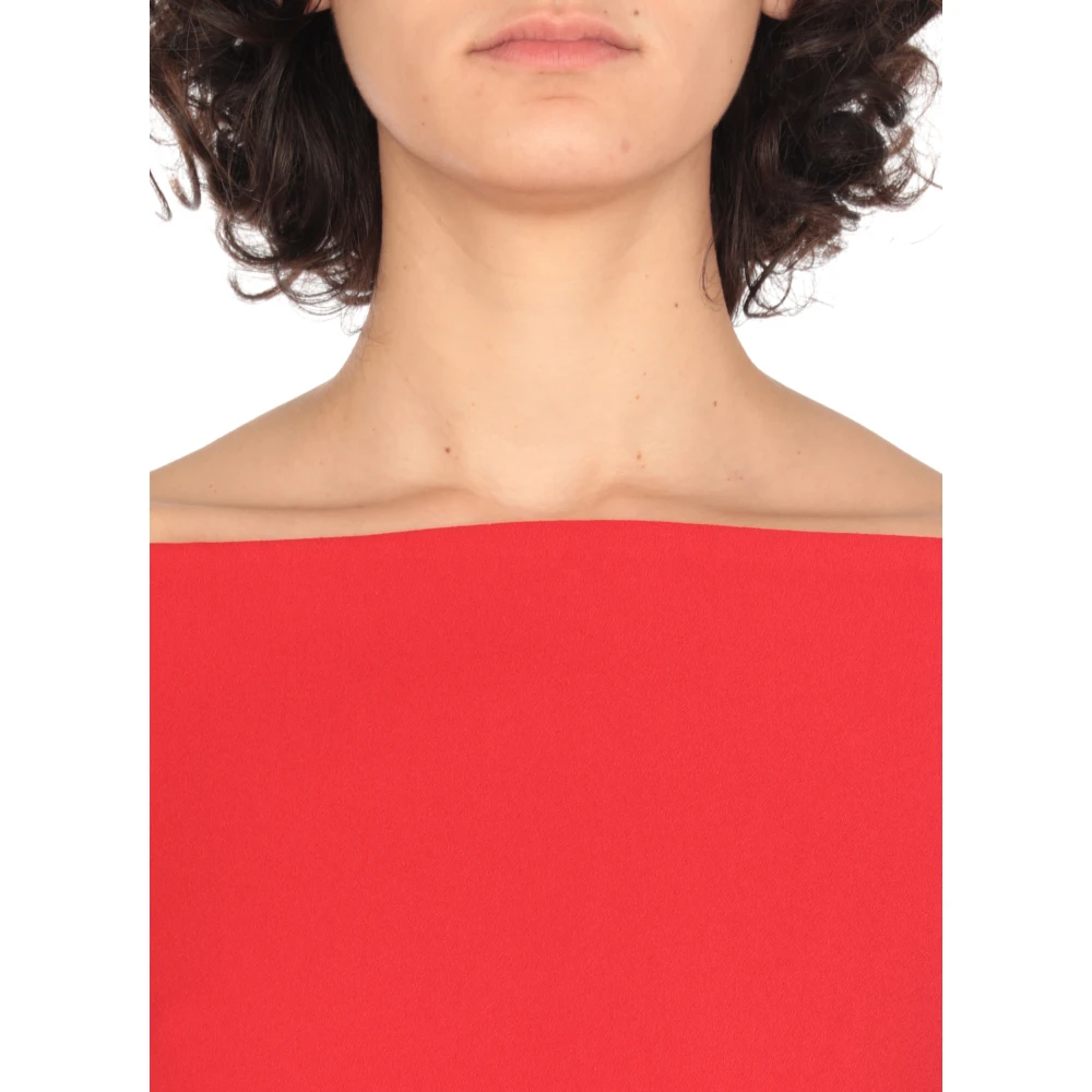 Solace London Rode Jurk met Rechte Hals en Lange Mouwen Red Dames