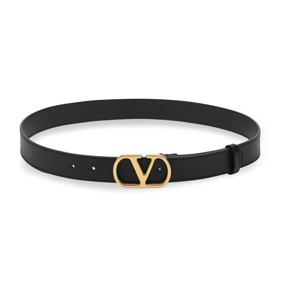 Valentino Garavani Women's Black Belts, 80 Cm, Logo-Buckle Leather Belt
