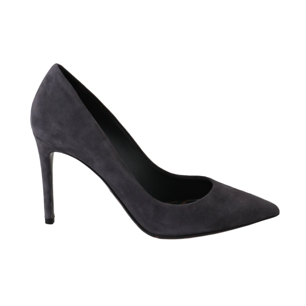 Dolce & Gabbana Women's Gray Suede Stiletto Pumps Leopard Print