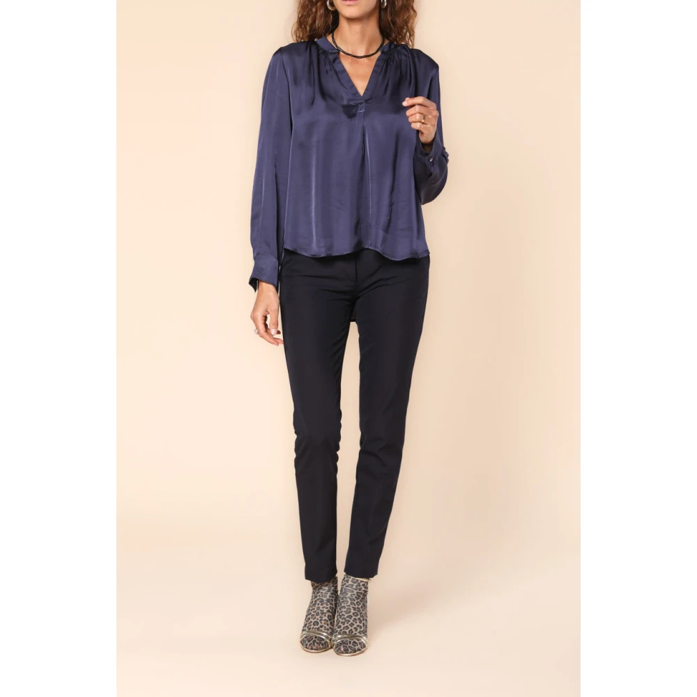 Mason's Adele Viscose Shirt Navy Blauw Blue Dames