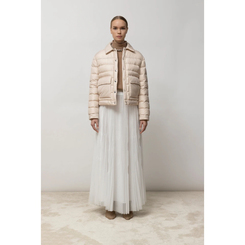 PESERICO Gelamineerde tule zonnestraal geplooide lange rok White Dames