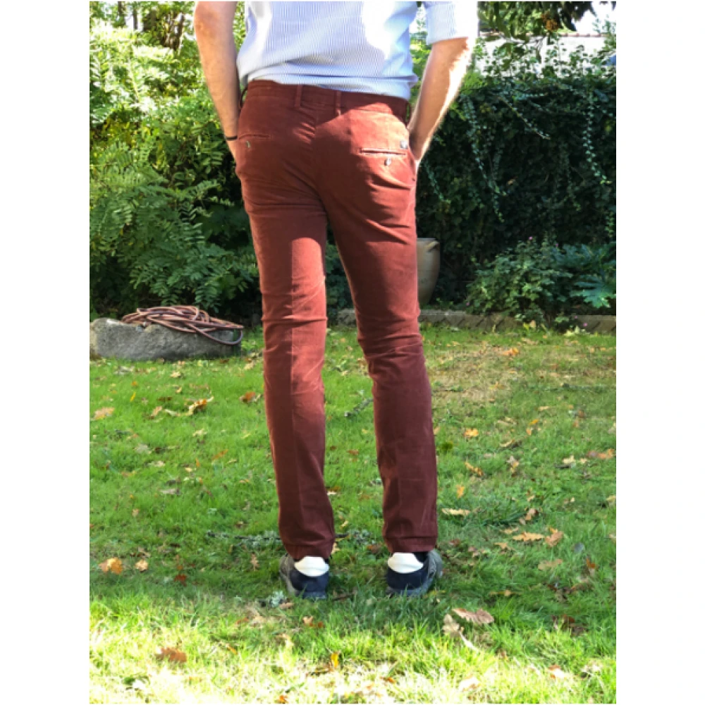 Mason's Slim Fit Fluweel Katoenen Chino Broek Red Heren