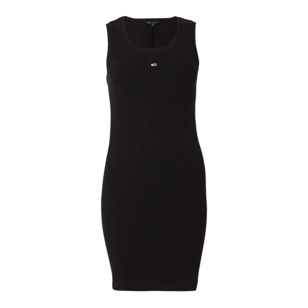 Tommy Hilfiger Women's Black Cotton Sleeveless Dress With Front Logo