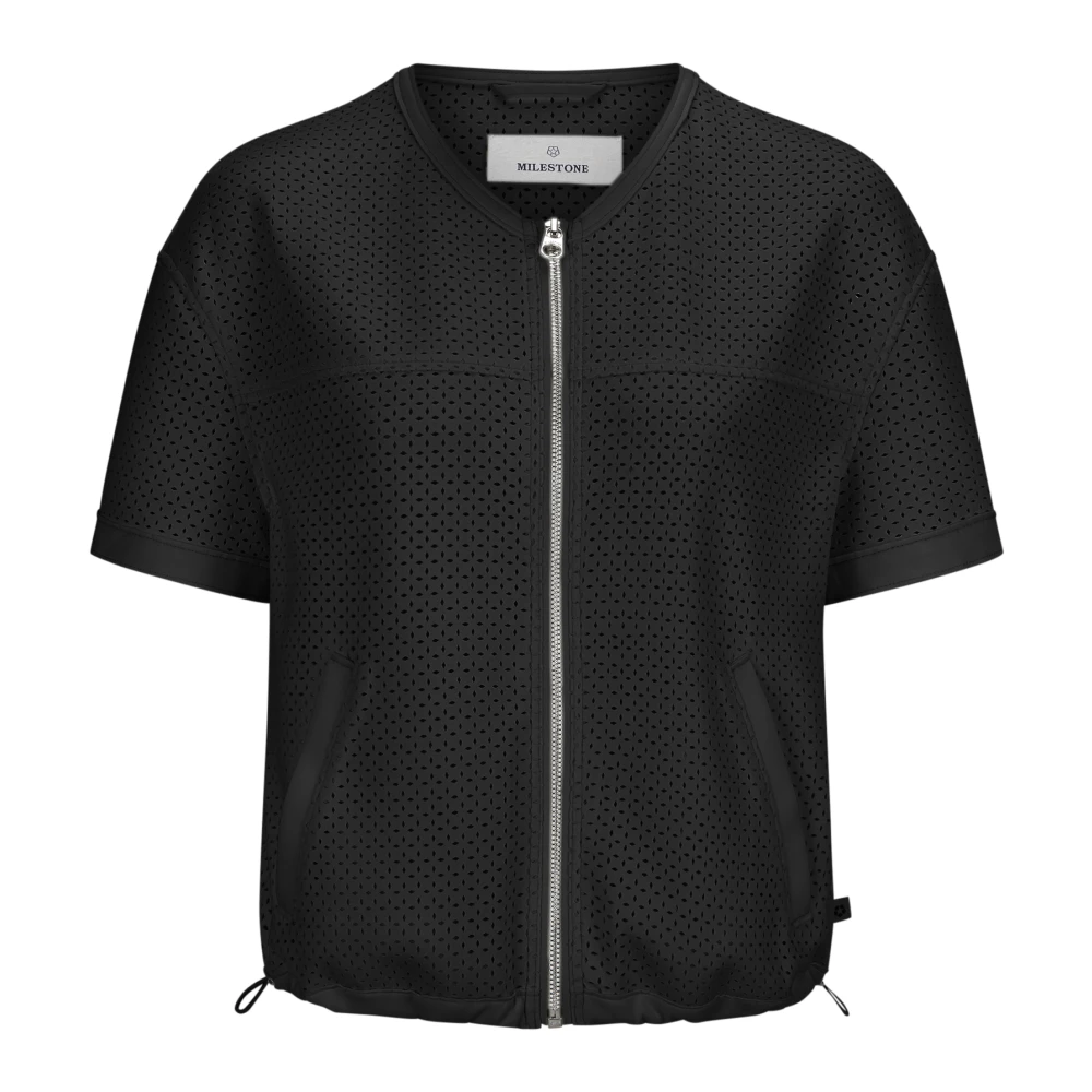 Milestone Scuba Jersey Vest met Allover Motif Black Dames