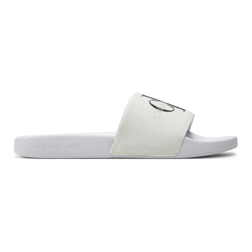 Calvin Klein Jeans Monogram Slide Sandaler Vår/Sommar Kollektion White, Dam