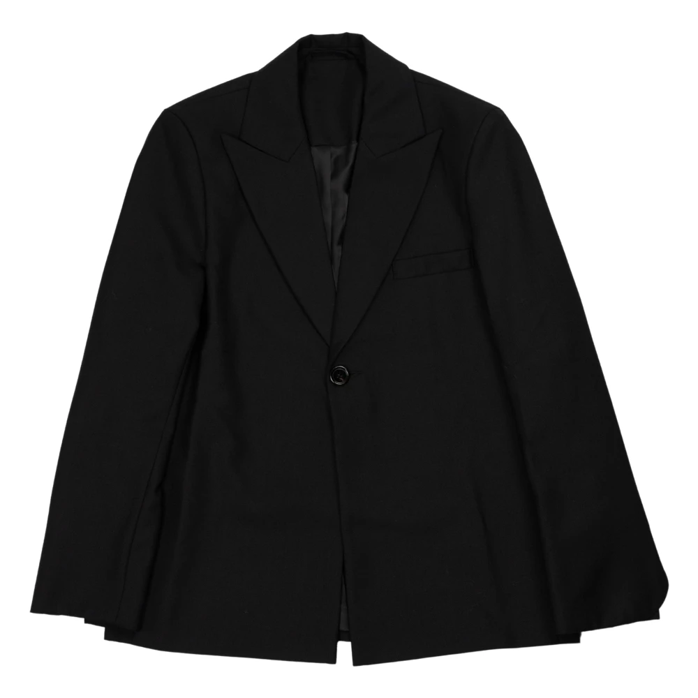 Séfr Zwarte Wollen Blazer Peak Revers Black Heren