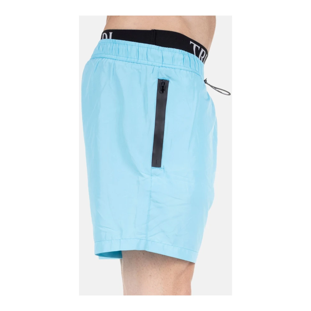 Trussardi Sportieve Heren Zwemkleding met Rits Blue Heren