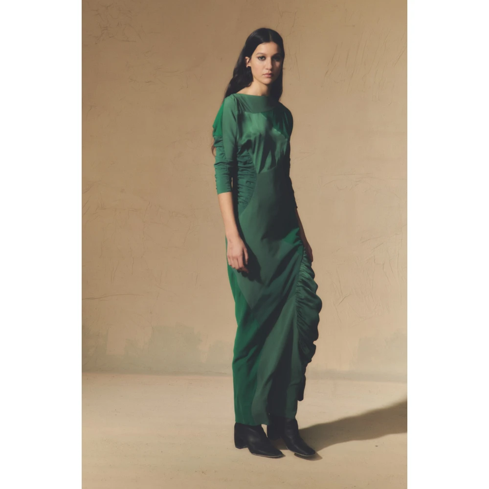 Cortana Collage lang patchwork groene jurk Green Dames