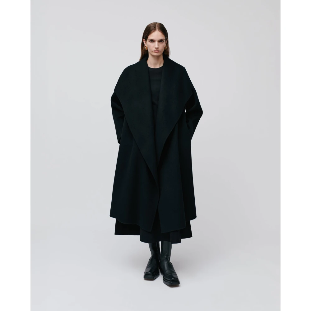 IVY OAK Minimalistische wollen jas met reverskraag Black Dames