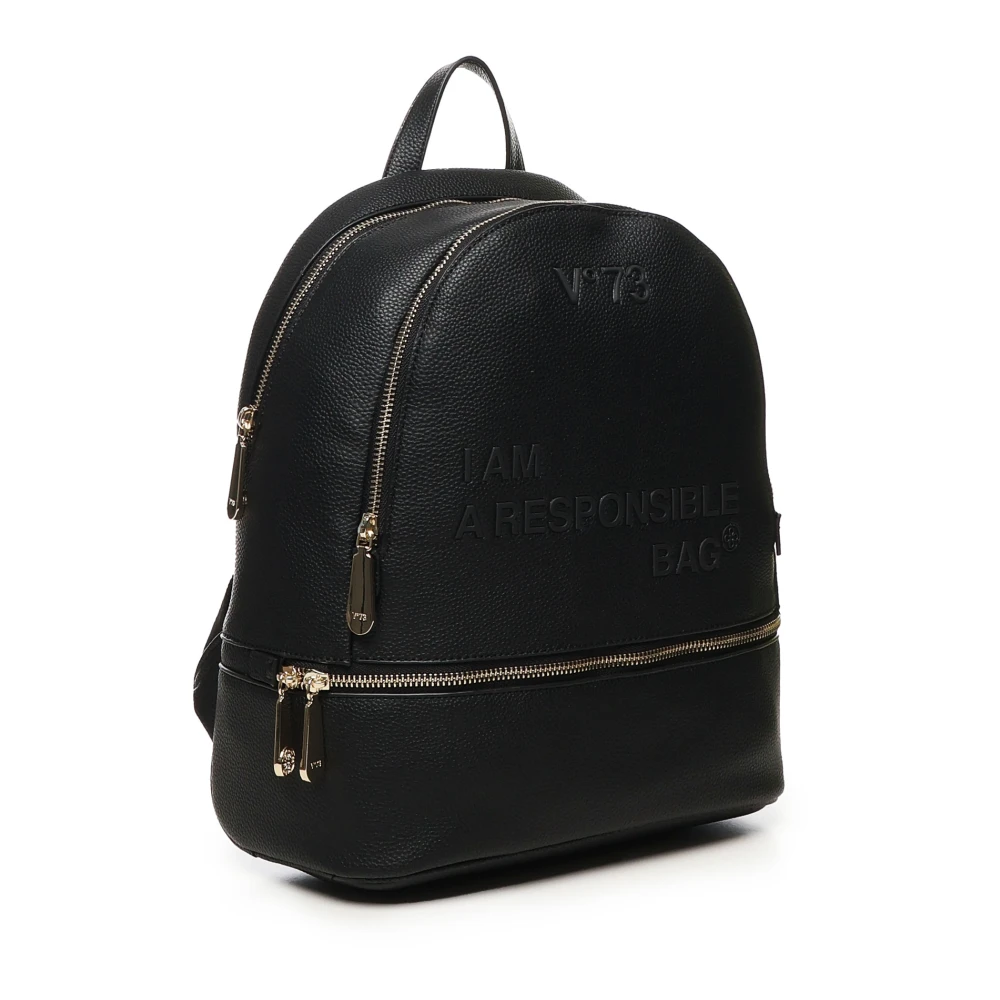 V73 Zwarte rugzak met logobedrukking Black Dames