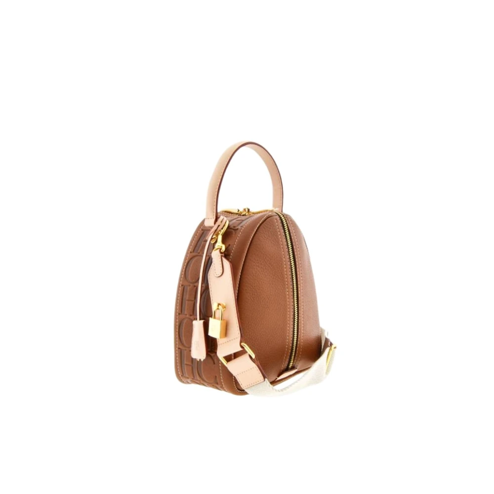 Carolina Herrera Vergrendelde Kameel Leren Tas Andy 2 Brown Dames