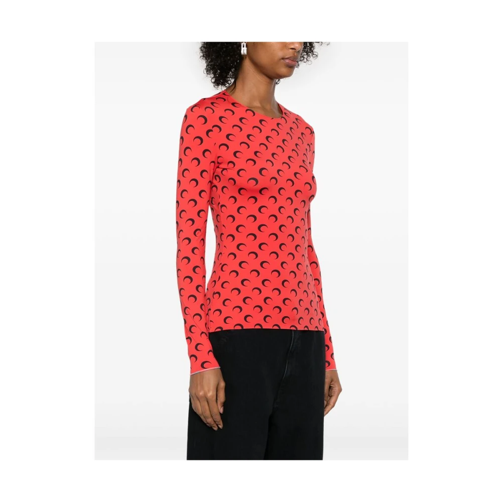 Marine Serre Moonogram Rode Trui Red Dames