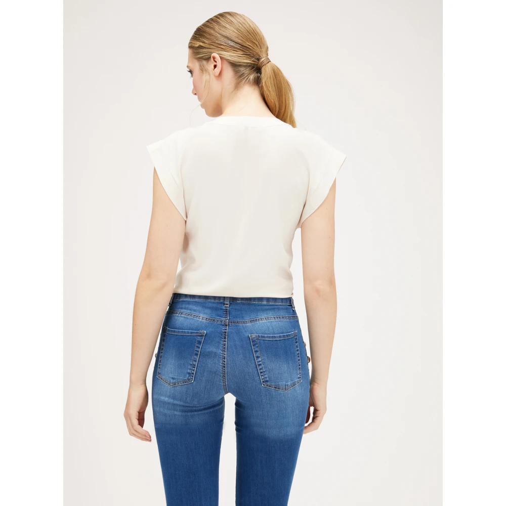 Motivi V-hals Viscose Blouse Kimono Mouw White Dames