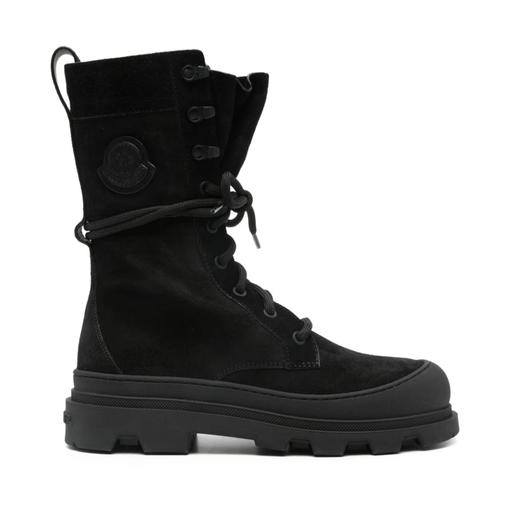 Moncler Vera High Suede Lace-Up Boots - Female - Lace-Up Boots - Black - 7 Uk - Shoes