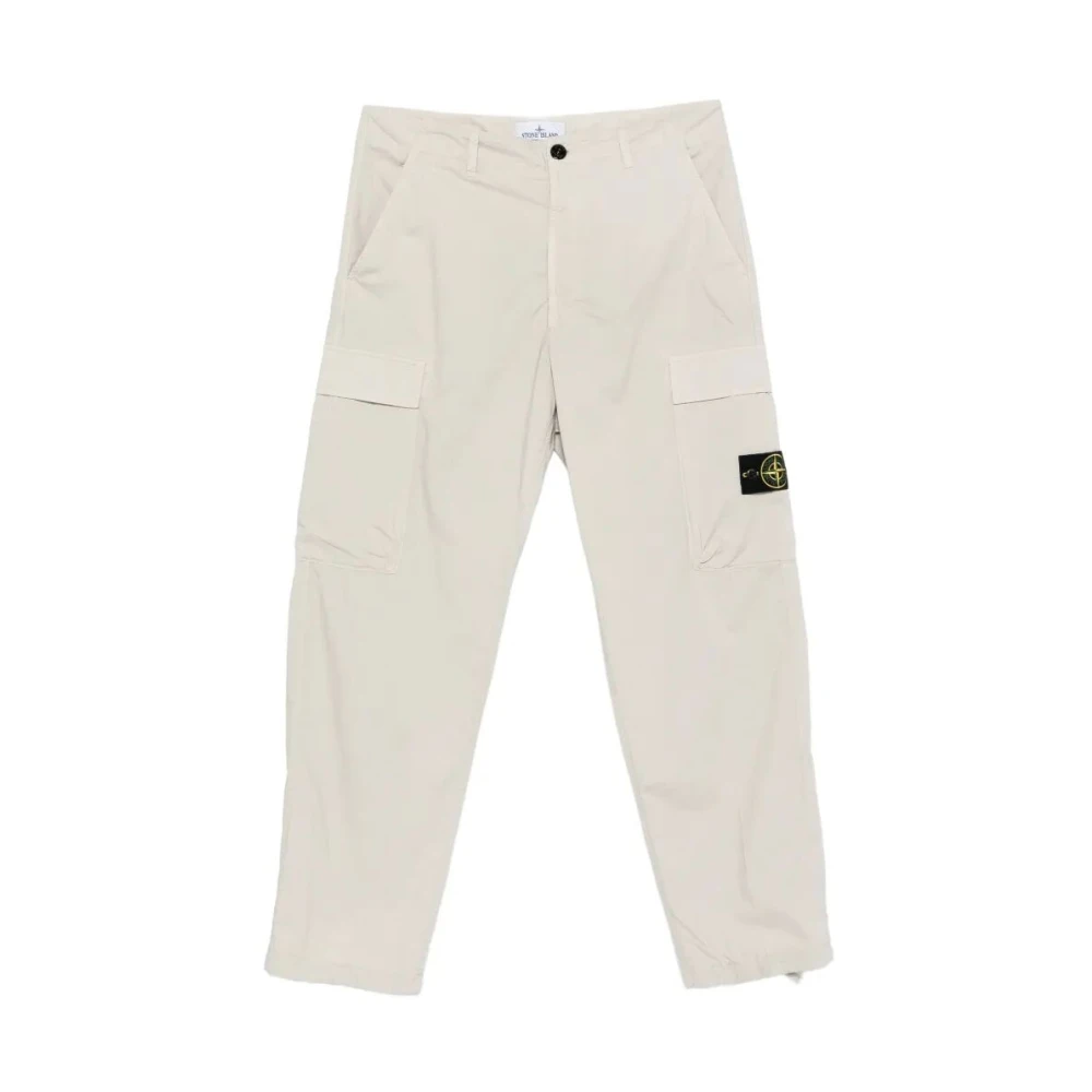 Stone Island Gray Straight Trousers, Male, W34, Classic Trousers