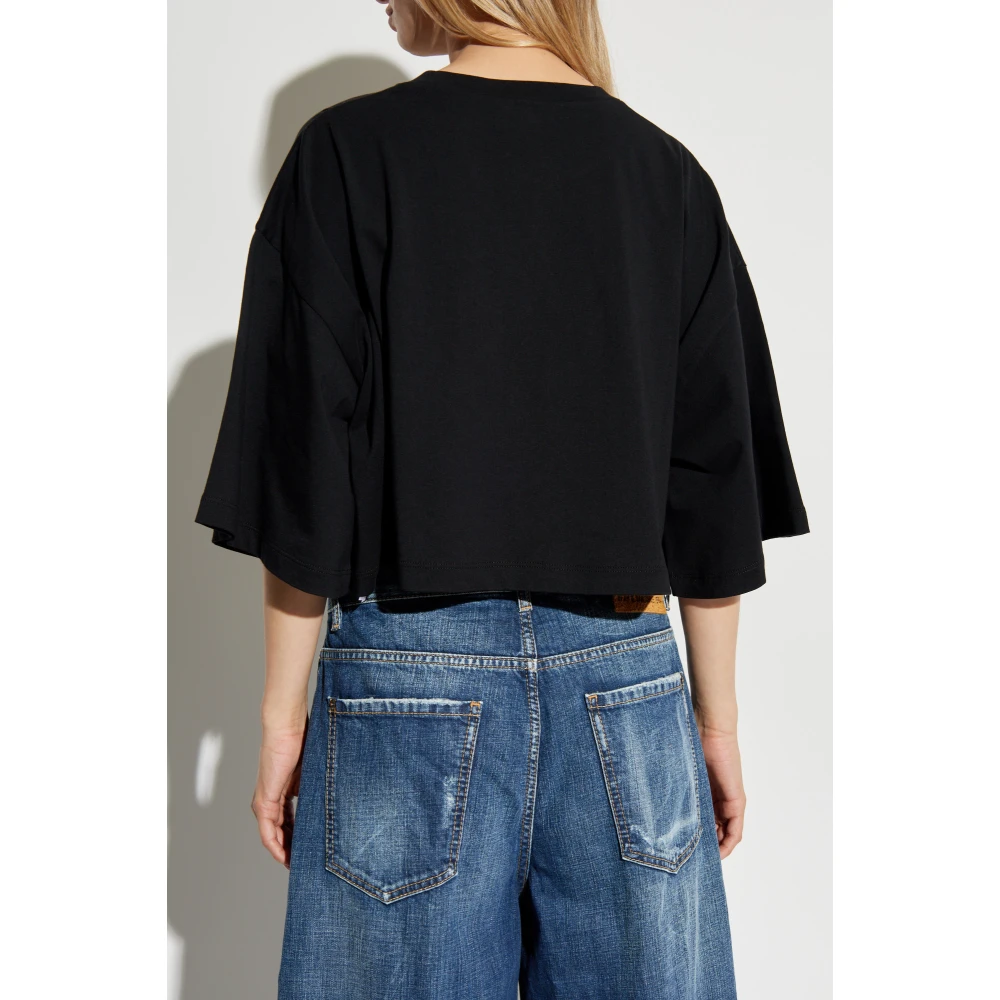 Dsquared2 T-shirt met logo Black Dames