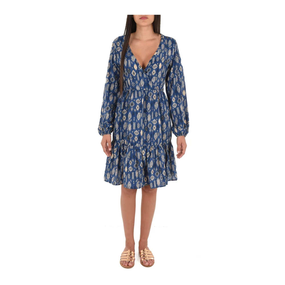 Molly Bracken Korte Bohemian Jurk Bedrukt Blue Dames