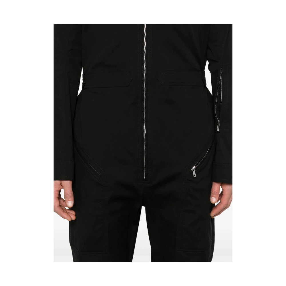 Rick Owens Zwarte Jumpsuit met ritssluiting en zakken Black Heren