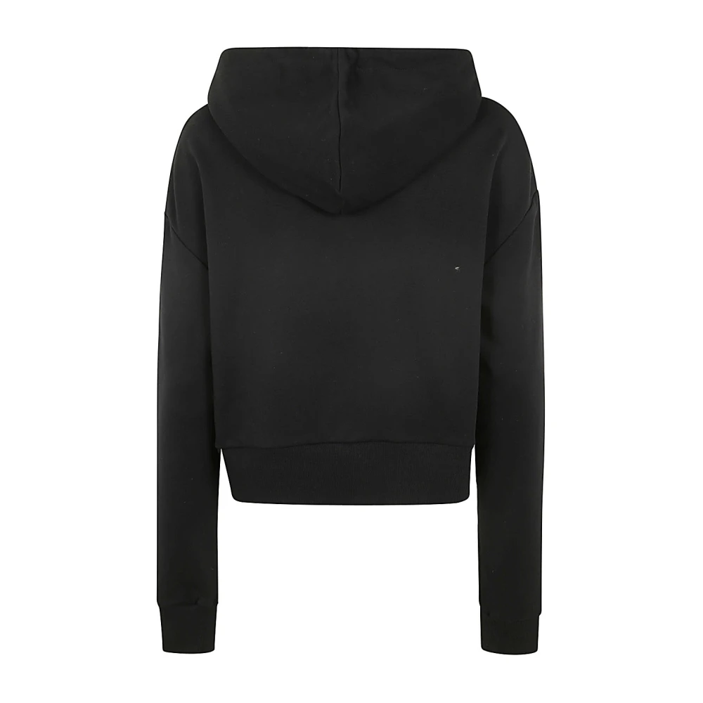 Balmain Flock Detail Cropped Hoodie Black Dames