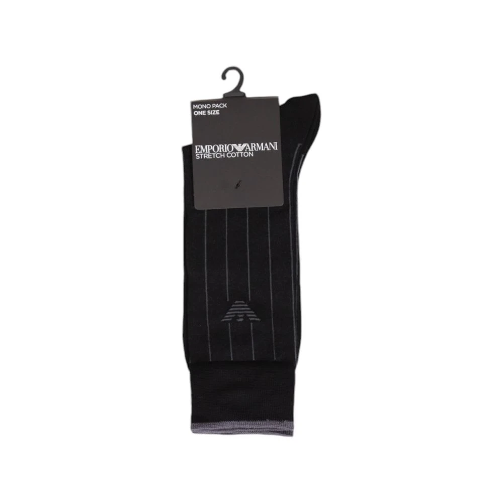 Emporio Armani Zwarte Katoenen Herensokken Herfst Winter Collectie Black Heren